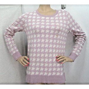 NWT  LOFT  LAVENDER HOUNDSTOOTH LONG SLEEVES LIGHTWEIGHT CAREER SWEATER SIZE: M